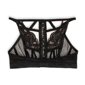 New! Livy SNAKE Lace Shadow Soft Bralette Black Sheer Chic Size S 1730